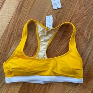 Cupshe Yellow and White Bikini Top